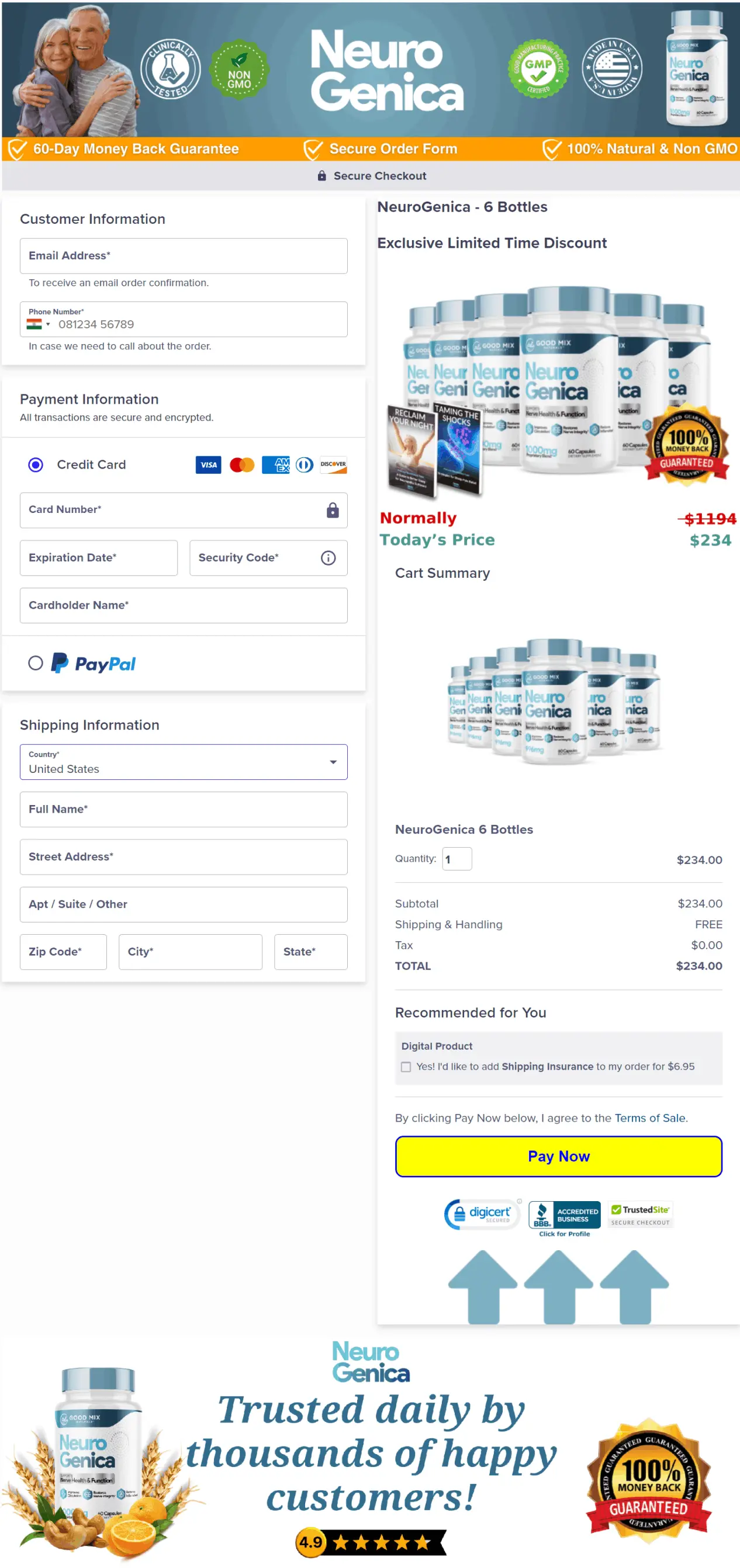 Neuro Genica secure checkout